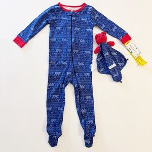 Max & Olivia One Piece Footed Pajama & Blankie Set